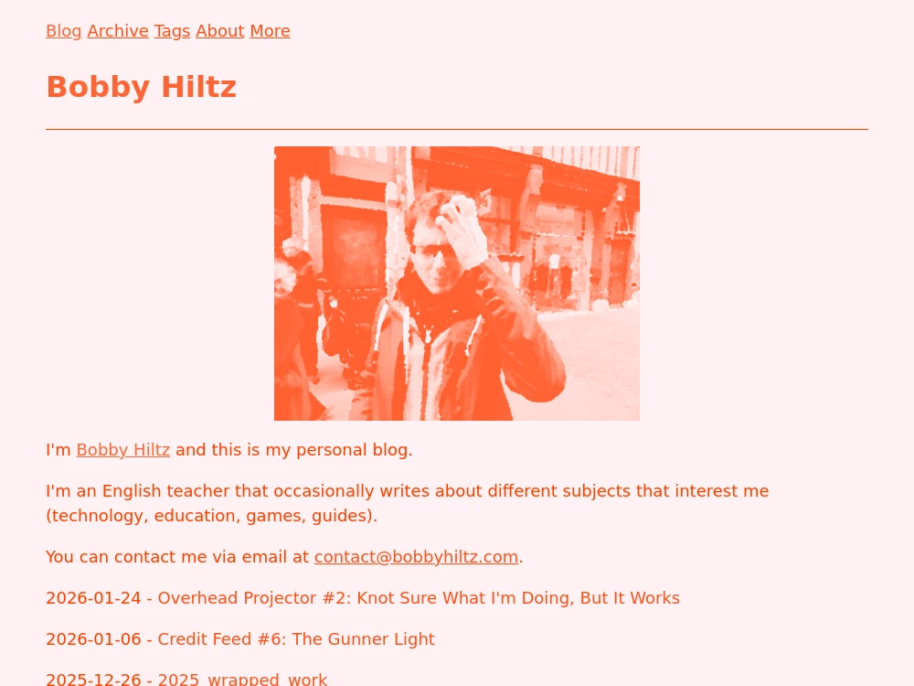 screenshot of bobbyhiltz.com