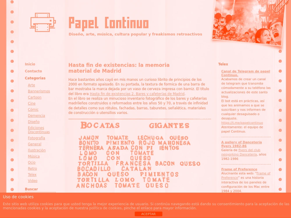 screenshot of www.papelcontinuo.net