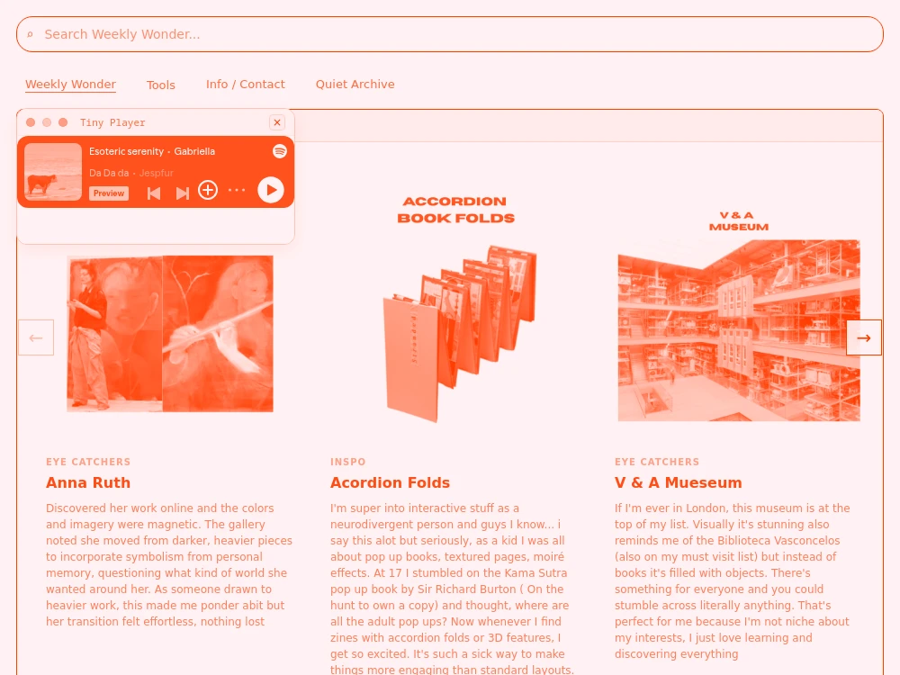 screenshot of www.weeklywonder.org